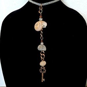 LMG#325 Snail-shell Steam=Funk Y- Drop-Pendant Necktie Necklace